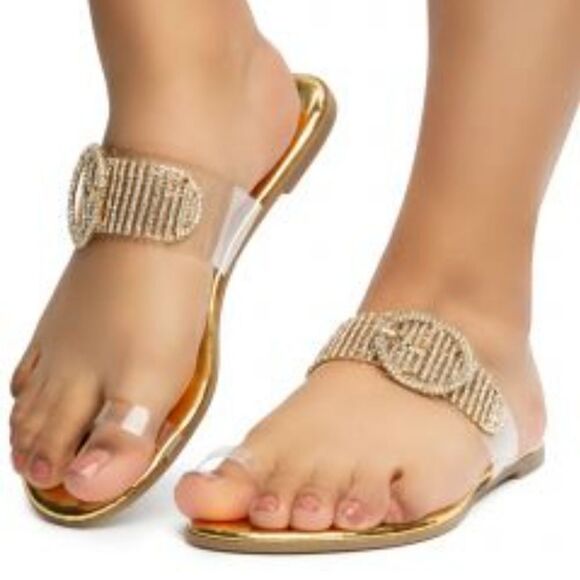 BRAND NEW SHADE&SHORE ONE STRAP BAND SLIDES SANDAL - Picture 1 of 15